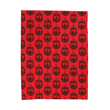 Load image into Gallery viewer, Red Velveteen Plush Blanket with Black DST Crest Theme