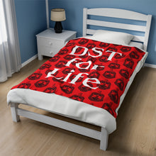 Load image into Gallery viewer, Red Velveteen Plush Blanket with Black DST Crest with DST for Life Theme