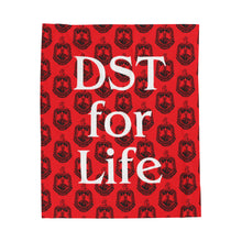 Load image into Gallery viewer, Red Velveteen Plush Blanket with Black DST Crest with DST for Life Theme