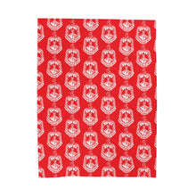 Load image into Gallery viewer, Red Velveteen Plush Blanket White DST Crest