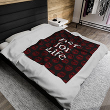 Load image into Gallery viewer, Black Velveteen Plush Blanket Red DST Crest and White DST for Life Theme