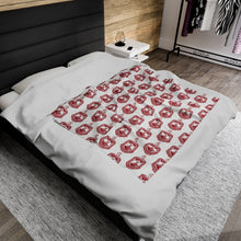 Load image into Gallery viewer, White Velveteen Plush Blanket with Red DST Crest Theme