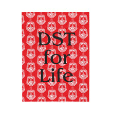 Load image into Gallery viewer, Red Velveteen Plush Blanket White DST Crest and Black DST for Life Theme