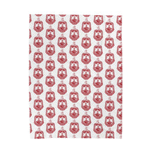 Load image into Gallery viewer, White Velveteen Plush Blanket with Red DST Crest Theme