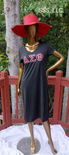 Load image into Gallery viewer, T Shirt Dress in Black with DST Letters