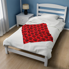 Load image into Gallery viewer, Red Velveteen Plush Blanket with Black DST Crest Theme