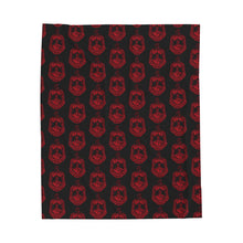 Load image into Gallery viewer, Black Velveteen Plush Blanket Red DST Crest