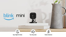 Load image into Gallery viewer, Blink Mini – Compact indoor plug-in smart security camera, 1080p HD video, night vision, motion detection, two-way audio, easy set up, Works with Alexa – 1 camera (Black)