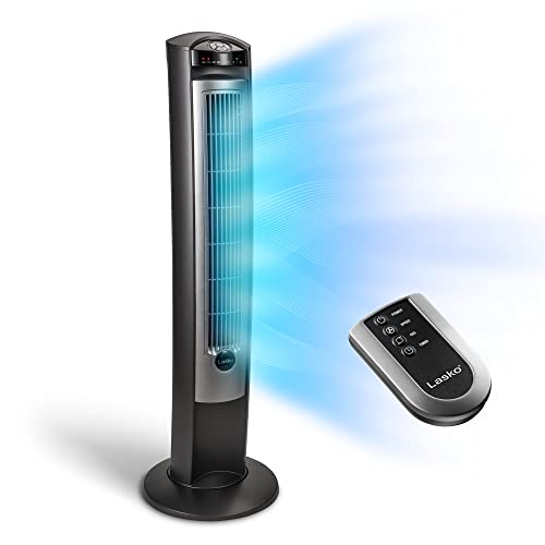 Lasko Oscillating Tower Fan, Quiet Fans with Remote, for
