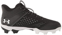 Load image into Gallery viewer, Under Armour Men's Leadoff Mid Rubber Molded Baseball Cleat, (001) Black/Black/White, 11