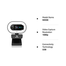 Load image into Gallery viewer, NexiGo StreamCam N930E with Software, 1080P Webcam with Ring Light and Privacy Cover, Auto-Focus, Plug and Play, Web Camera for Online Learning, Zoom Meeting Skype Teams, PC Mac Laptop Desktop