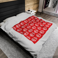 Load image into Gallery viewer, Red Velveteen Plush Blanket White DST Crest
