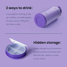Load image into Gallery viewer, BOTTLE BOTTLE 32oz Insulated Water Bottle Stainless Steel Sport Water Bottle with Straw Dual-use Lid Design for Gym with Pill Box (dark purple)
