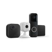 Load image into Gallery viewer, Blink Whole Home Bundle – Outdoor 4 camera, Mini 2 camera (white), Video Doorbell system (black) | HD video, motion detection, Works with Alexa