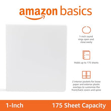 Load image into Gallery viewer, Amazon Basics 3-Ring Binder, 1-Inch - White 1 pack