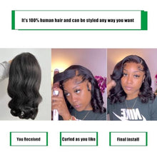 Load image into Gallery viewer, Douyin Bob Wig Human Hair 13x4 Frontal Lace Wig 14 Inch Body Wave 180% Density HD Lace Front Wigs Human Hair Pre Plucked Glueless Bob Wigs for Women Human Hair Wigs (14 inch, Natural Black)