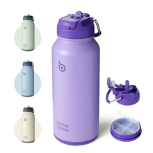 Load image into Gallery viewer, BOTTLE BOTTLE 32oz Insulated Water Bottle Stainless Steel Sport Water Bottle with Straw Dual-use Lid Design for Gym with Pill Box (dark purple)
