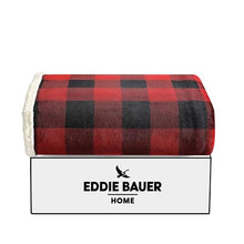 Load image into Gallery viewer, Eddie Bauer - Throw Blanket, Super Soft Reversible Sherpa Flannel Bedding, Ideal Christmas & White Elephant Gifts, Cozy Plaid Throw Blankets for Couch (Cabin Plaid Red, Throw)