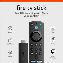 Load image into Gallery viewer, Amazon Fire TV Stick, HD, sharp picture quality, fast streaming, free & live TV, Alexa Voice Remote with TV controls