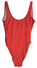 Load image into Gallery viewer, Leoparts Women's Retro Scoop Neck One Piece Swimsuits 80s/90s High Cut Low Back Custom Bathing Suits Swimwear Red