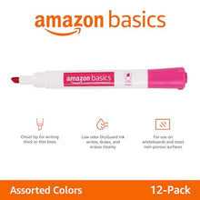Load image into Gallery viewer, Amazon Basics Low-Odor Chisel Tip Dry Erase Whiteboard Marker, Pack of 12, Assorted Colors
