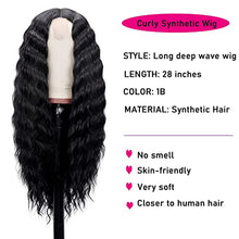 Load image into Gallery viewer, Mairead 28 Inch Curly Wig Long Wigs for Black Women Loose Deep Wave Lace Front Wig 4'' Simulated Scalp Middle Part Synthetic Natural Crimps Curls Hair Replacement Wigs
