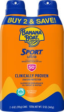 Load image into Gallery viewer, Banana Boat Sport Ultra SPF 50 Sunscreen Spray Twin Pack | Banana Boat Sunscreen Spray SPF 50, Spray On Sunscreen, Water Resistant Sunscreen, Oxybenzone Free Sunscreen Pack, 6oz each