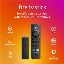 Load image into Gallery viewer, Amazon Fire TV Stick, HD, sharp picture quality, fast streaming, free & live TV, Alexa Voice Remote with TV controls