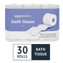 Load image into Gallery viewer, Amazon Basics 2-Ply Toilet Paper, 30 Rolls = 120 Regular Rolls, Unscented, 350 Sheet, (Pack of 30)