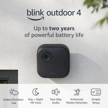 Load image into Gallery viewer, Blink Outdoor 4 + Blink Mini 2 — Smart security cameras, two-way talk, HD live view, motion detection, set up in minutes, Works with Alexa — 2 camera system + Mini 2 (Black)