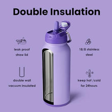 Load image into Gallery viewer, BOTTLE BOTTLE 32oz Insulated Water Bottle Stainless Steel Sport Water Bottle with Straw Dual-use Lid Design for Gym with Pill Box (dark purple)