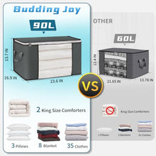 Load image into Gallery viewer, 90L Large Storage Bags, 6 Pack Clothes Storage Bins Foldable Closet Organizers Storage Containers with Reinforced Handle for Clothing, Blanket, Comforters, Bed Sheets, Pillows and Toys (Gray)