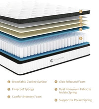 Load image into Gallery viewer, KOANTTI Queen Mattress,12 Inch Queen Size Mattresses Memory Foam Hybrid White Mattress in a Box,with Provide Support and Improve Sleep Mattresses,Medium Firm,CertiPUR-US.