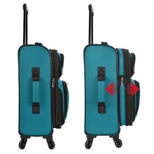 Load image into Gallery viewer, U.S. Traveler Lightweight Rolling 20" Carry On Luggage Softside Suitcase, Teal, 4 Wheel