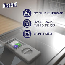 Load image into Gallery viewer, Amazon Brand - Presto! Triple Action Dishwasher Pacs, Anti-spotting, Fresh Scent, 70 Count