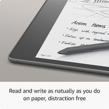 Load image into Gallery viewer, Kindle Scribe Essentials Bundle including Kindle Scribe (64 GB), Premium Pen, Brush Print Leather Folio Cover with Magnetic Attach - Storm Grey, and Power Adapter
