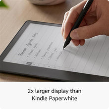 Load image into Gallery viewer, Kindle Scribe Essentials Bundle including Kindle Scribe (64 GB), Premium Pen, Brush Print Leather Folio Cover with Magnetic Attach - Storm Grey, and Power Adapter
