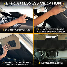 Load image into Gallery viewer, EcoNour Accordion Car Windshield Sun Shade | Car Sun Visor to Protect Harmful UV rays | Foldable Automotive Windshield Sunshades | Window Sun Blocker to Keep your Vehicle Cool & Comfort - 58" x 28"