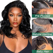 Load image into Gallery viewer, Douyin Bob Wig Human Hair 13x4 Frontal Lace Wig 14 Inch Body Wave 180% Density HD Lace Front Wigs Human Hair Pre Plucked Glueless Bob Wigs for Women Human Hair Wigs (14 inch, Natural Black)