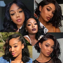 Load image into Gallery viewer, Douyin Bob Wig Human Hair 13x4 Frontal Lace Wig 14 Inch Body Wave 180% Density HD Lace Front Wigs Human Hair Pre Plucked Glueless Bob Wigs for Women Human Hair Wigs (14 inch, Natural Black)