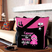 Load image into Gallery viewer, Fight Like a Girl Breast Cancer Messed With the Wrong Chick Tote Bag The Dakota (Pink)
