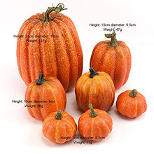 Load image into Gallery viewer, 7Pcs Artificial Pumpkins of all Styles Halloween Decoration Rural Style Farmhouse Foam Pumpkin Harvest Season Thanksgiving Day is Suitable for Table top House Dining Table Party Decoration (Orange)