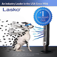 Load image into Gallery viewer, Lasko Oscillating Tower Fan, Quiet Fans with Remote, for Bedroom, Living Room, Office, Tower Fan with Remote, 3-Speed Timer, 42”, Silver T42951