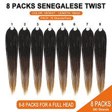 Load image into Gallery viewer, NAYOO Small Crochet Hair Senegalese Twist 18 Inch 8 Packs Ombre Braids Pre-Looped, 35 Strands/Pack Crochet Twist Hot Water Setting, Ombre for Black Women (18 Inch, 1B/30/27)