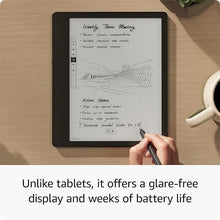 Load image into Gallery viewer, Kindle Scribe Essentials Bundle including Kindle Scribe (64 GB), Premium Pen, Brush Print Leather Folio Cover with Magnetic Attach - Storm Grey, and Power Adapter