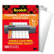 Load image into Gallery viewer, Scotch Thermal Laminating Pouches, For Use With Thermal Laminators, 8.9 x 11.4 Inches, Letter Size Sheets, 100 Count (Pack of 1)