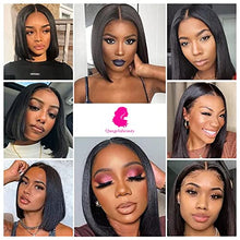 Load image into Gallery viewer, Bob Wig Lace Front Wigs Pre Plucked with Baby Hair 180% Density Short Bob Wigs for Women Straight Bob Frontal Wigs Natural Black (12inch)