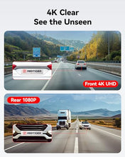 Load image into Gallery viewer, REDTIGER Dash Cam Front Rear, 4K/2.5K Full HD Dash Camera for Cars, Free 32GB Card, Built-in Wi-Fi GPS, 3.16” IPS Screen, Night Vision, 170°Wide Angle, WDR, 24H Parking Mode