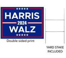 Load image into Gallery viewer, Large Kamala Harris Walz For President Vice President Walz Yard Sign Kamala Harris 2024 Lawn Sign 24" x 18" Corrugated Plastic Double Sided Includes H Stake 24x18 Kamala Harris for President Election Sign Her (Small 18x12")