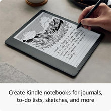 Load image into Gallery viewer, Kindle Scribe Essentials Bundle including Kindle Scribe (64 GB), Premium Pen, Brush Print Leather Folio Cover with Magnetic Attach - Storm Grey, and Power Adapter